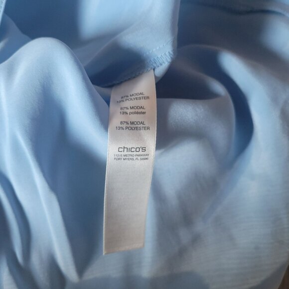 Chicos Light Blue Button-Down Long Sleeve Blouse Size 0 Small Womens - Picture 4 of 7